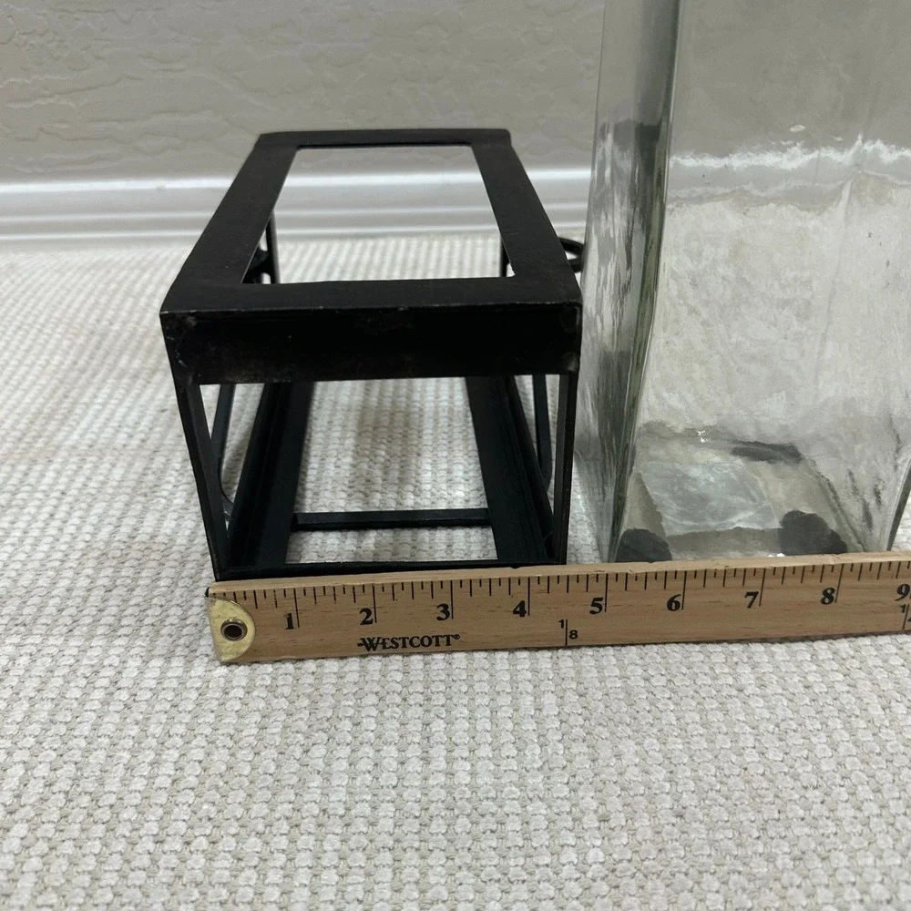 Hobby Lobby Black Metal Lantern Glass Insert Industrial‎ Farmhouse Rustic Vase